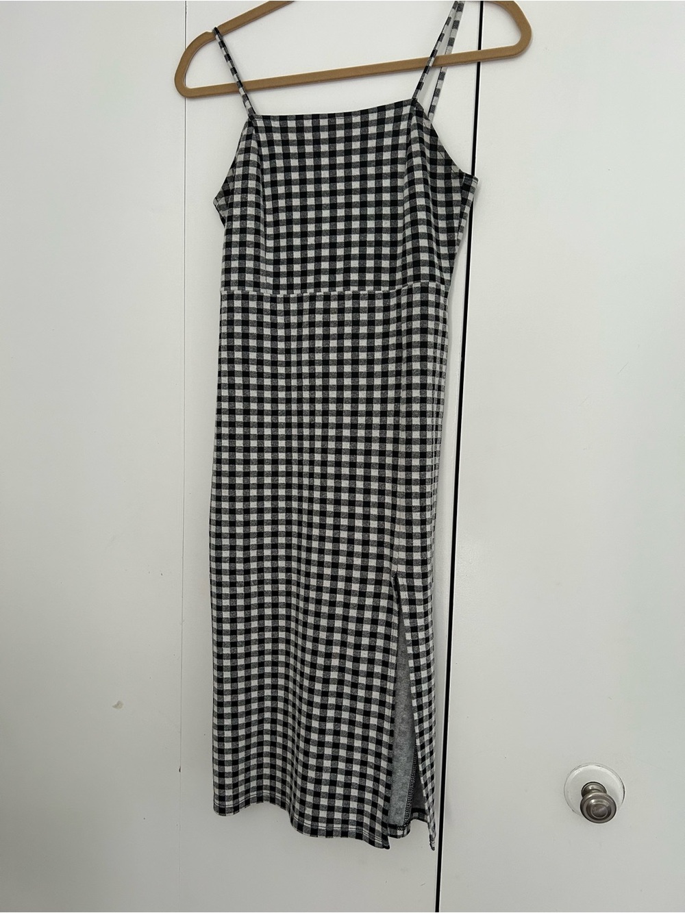Zara Black and White Gingham Midi Slip Dress